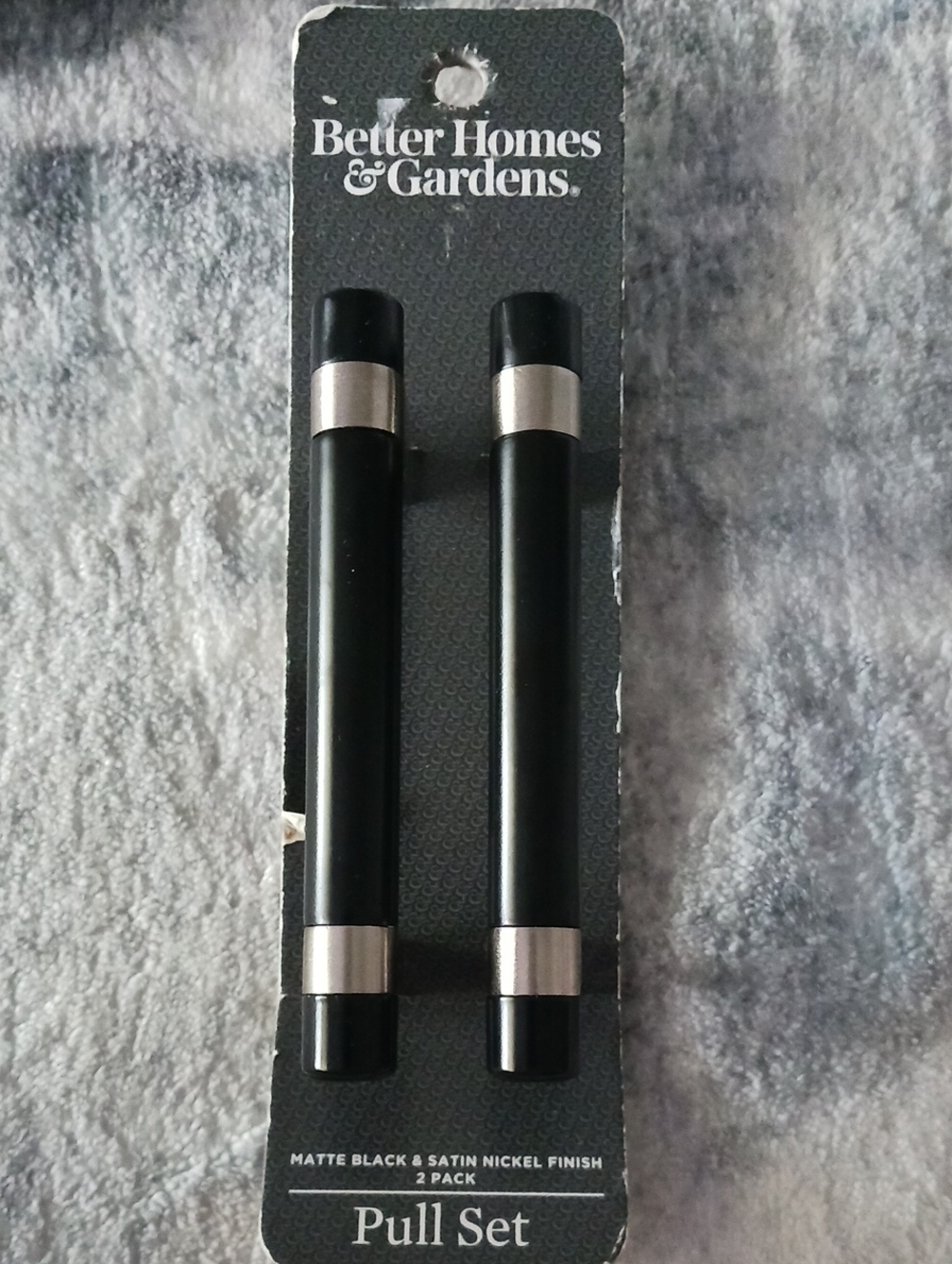 Better Homes & Gardens Matte Black & Satin Nickel Finish Pull Set 2 Pack